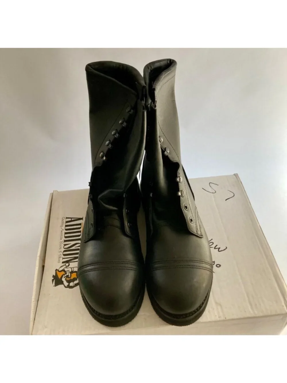 Addison Men's Steel Toe Safety Non-Spark Combat Boot Size 10W Black Leather NEW - Picture 3 of 8